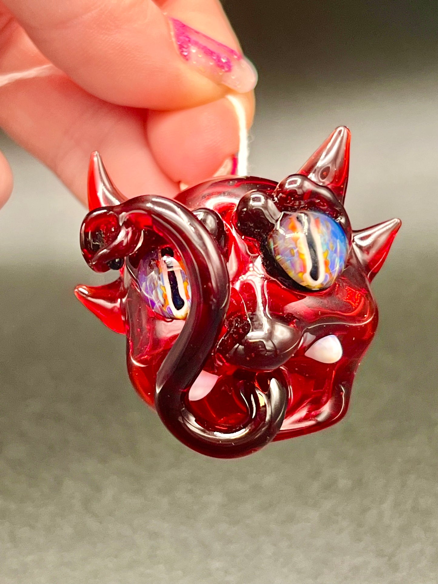 Gilyum Glass Demon Face Pendant