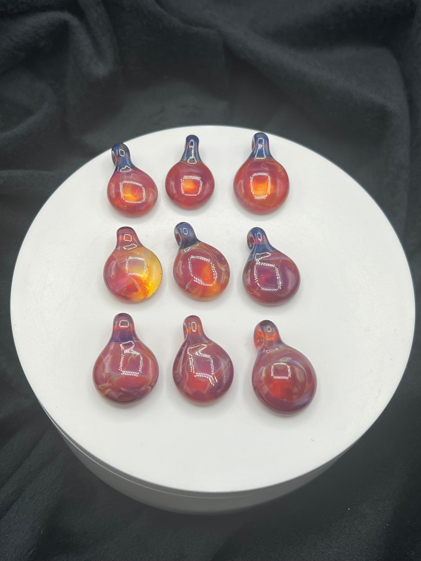 CraftedbyFey Amber Purple Dot Pendants