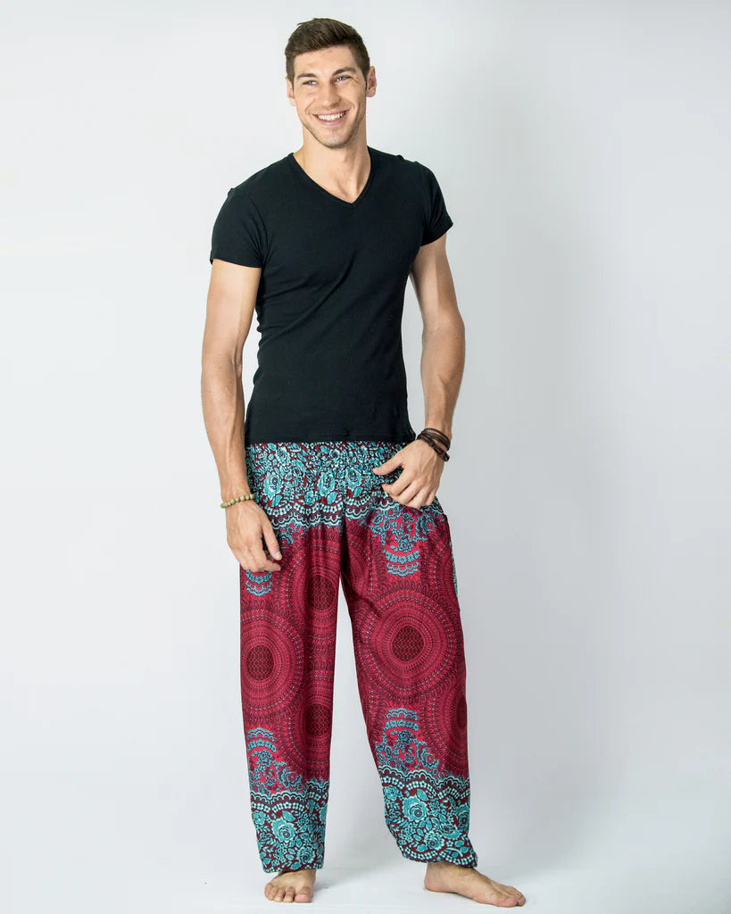Geometric Mandalas Harem Pants - Red