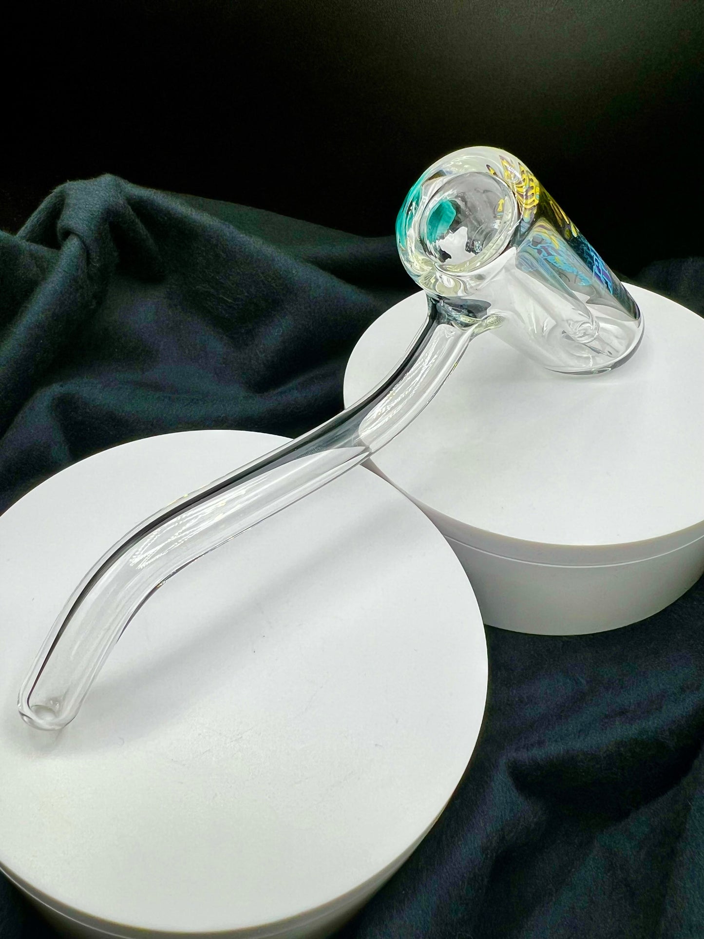 Medium Layback Bubbler w/ Color Carb by Jellyfish Glass
