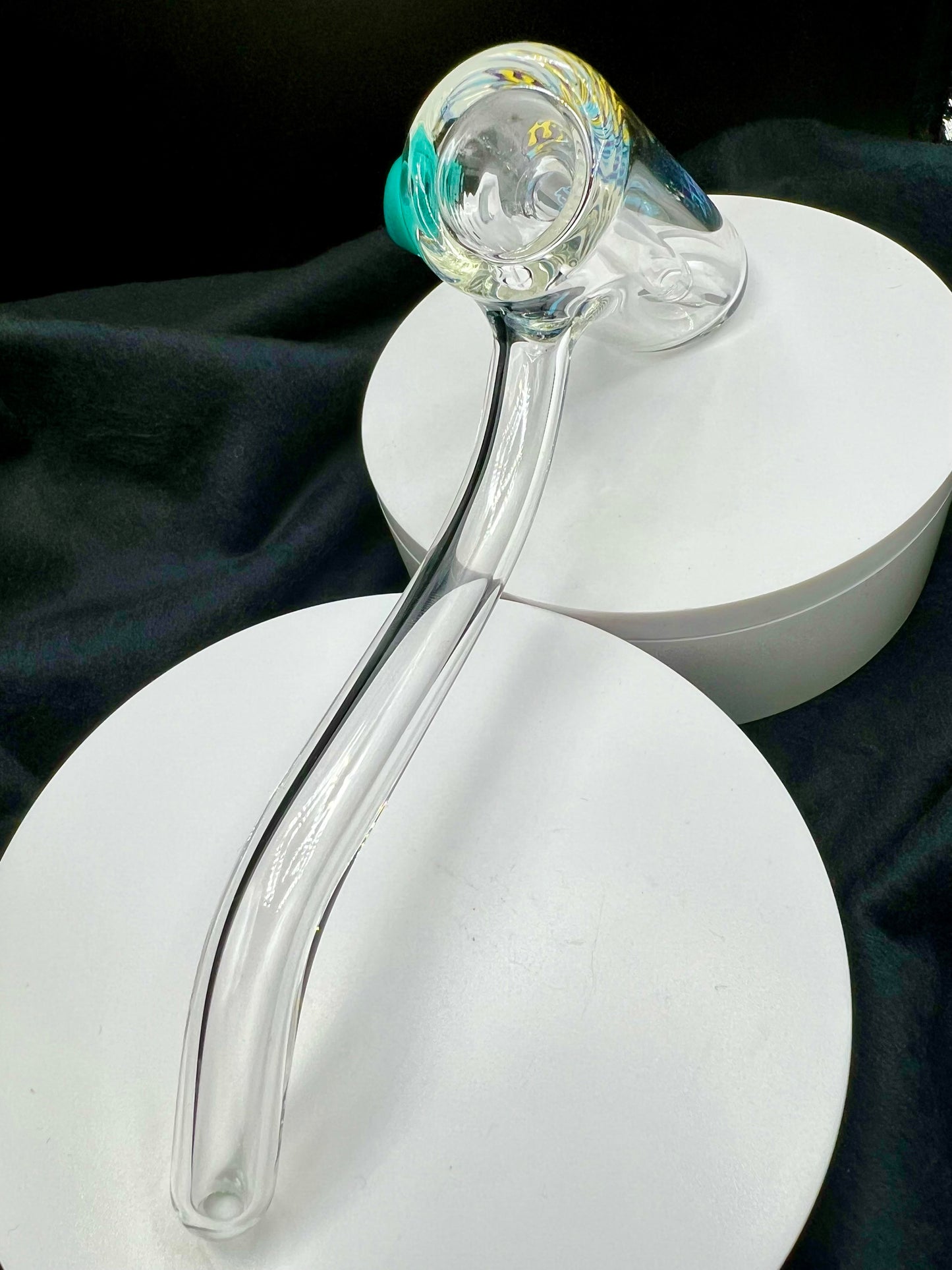 Medium Layback Bubbler w/ Color Carb by Jellyfish Glass