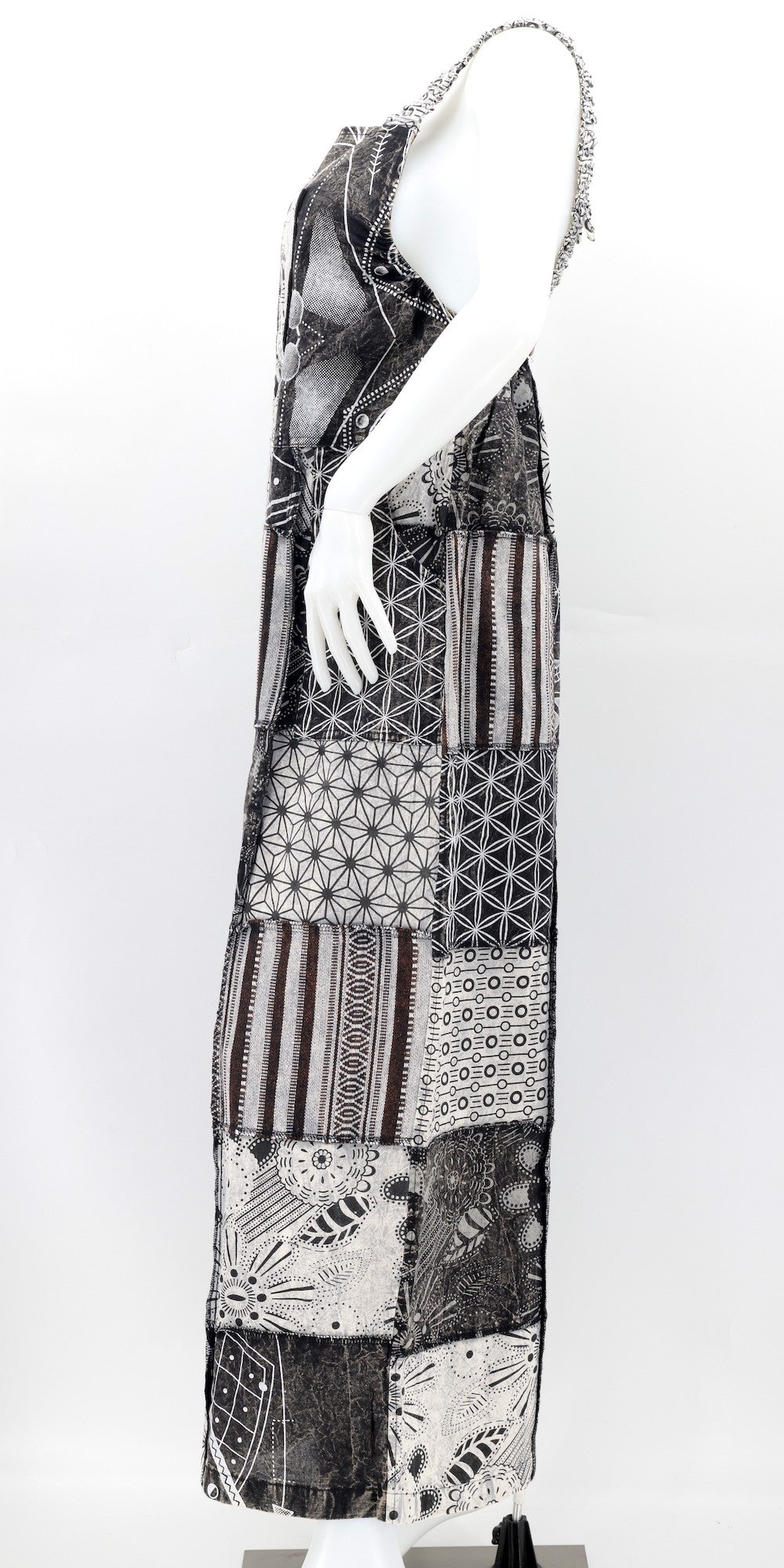 Patchwork Overalls Black/White Geometric