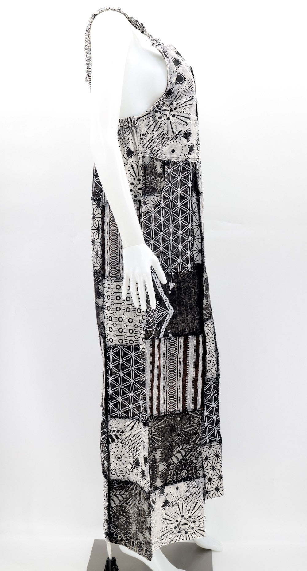 Patchwork Overalls Black/White Geometric