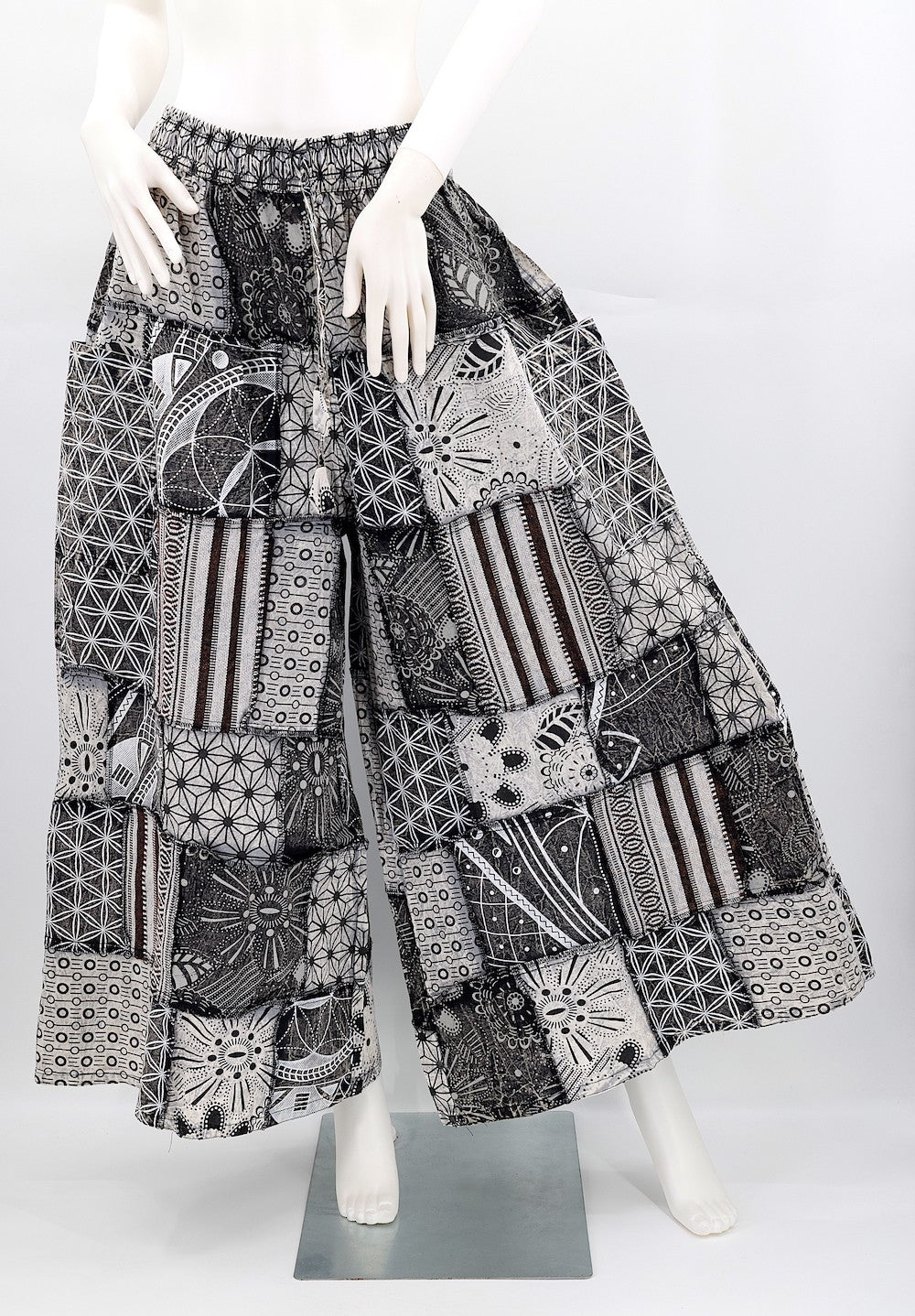 Patchwork Pants - Black/White Geometric