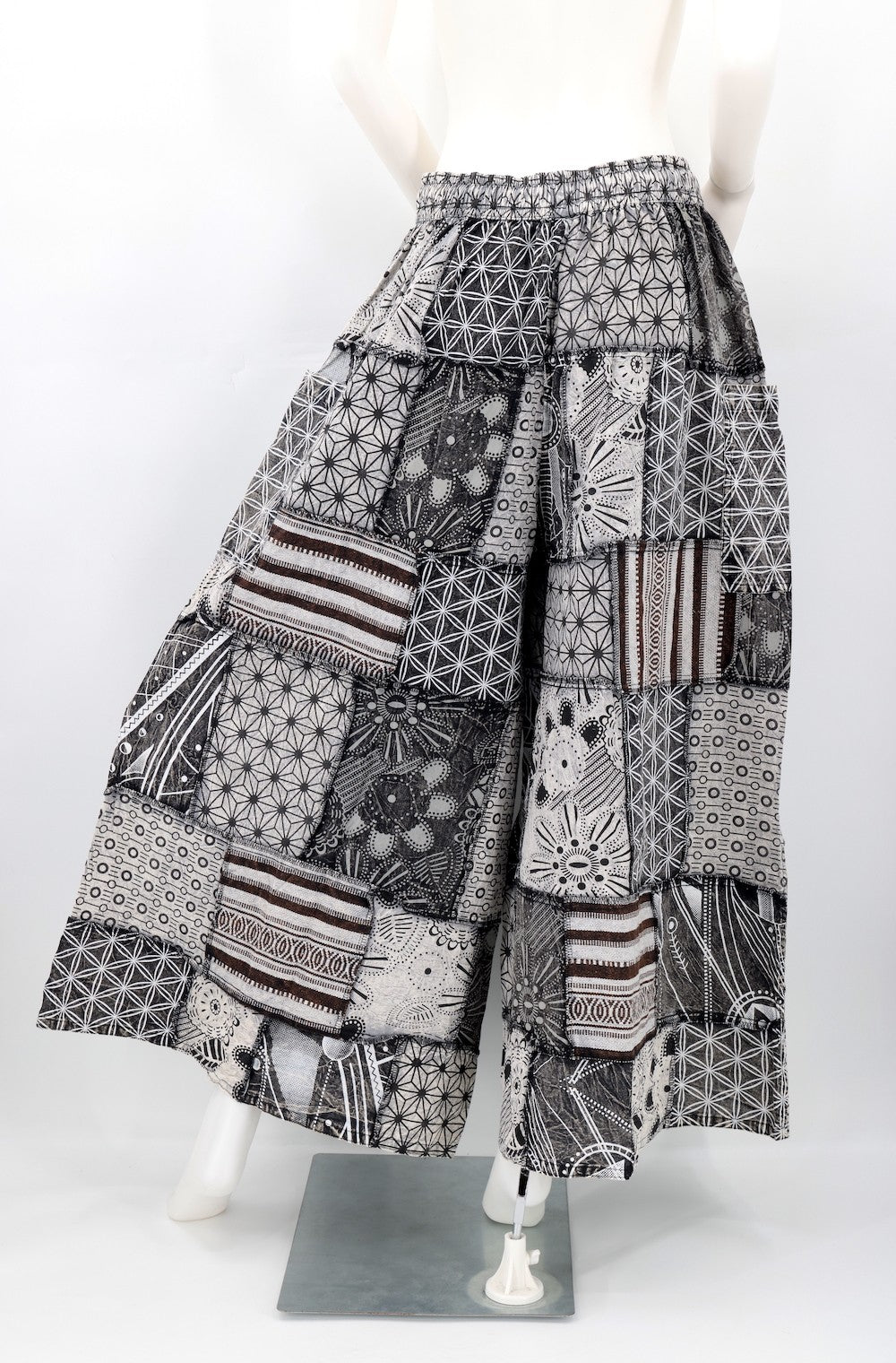 Patchwork Pants - Black/White Geometric