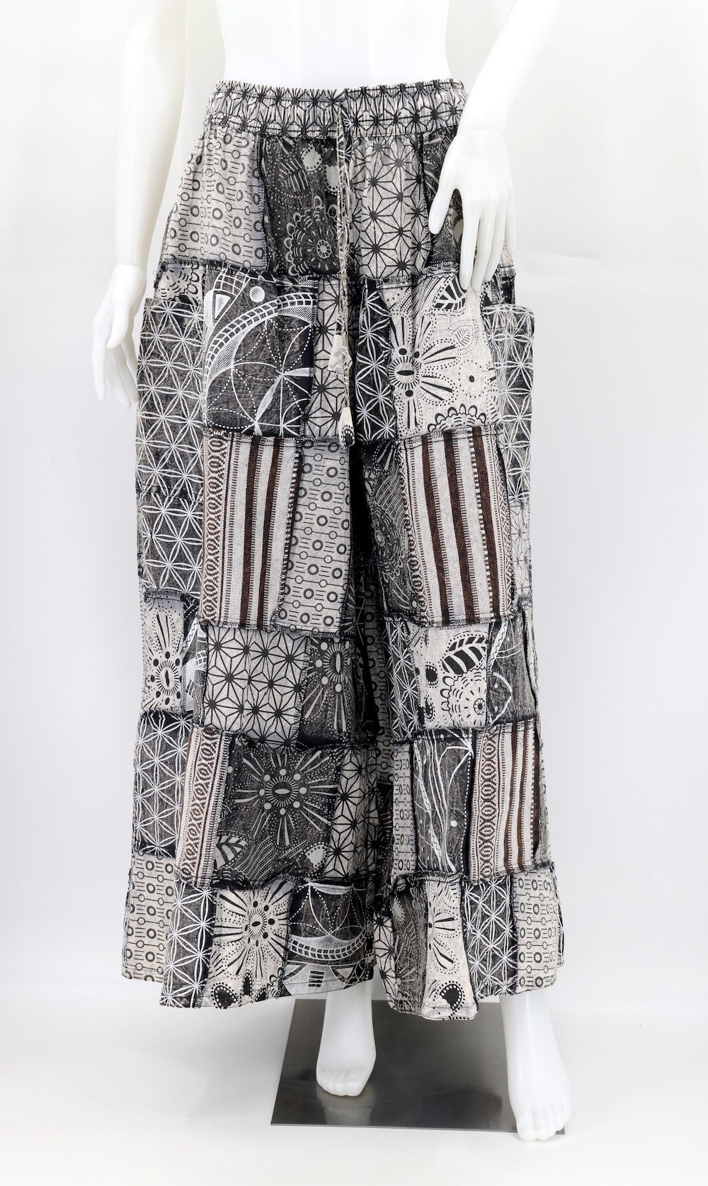 Patchwork Pants - Black/White Geometric