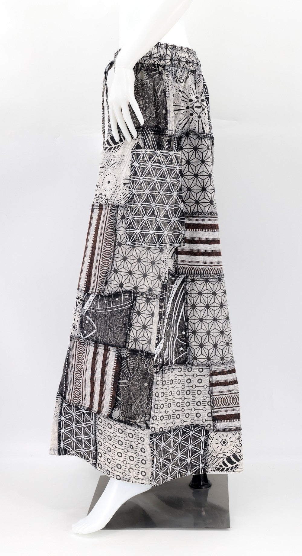 Patchwork Pants - Black/White Geometric