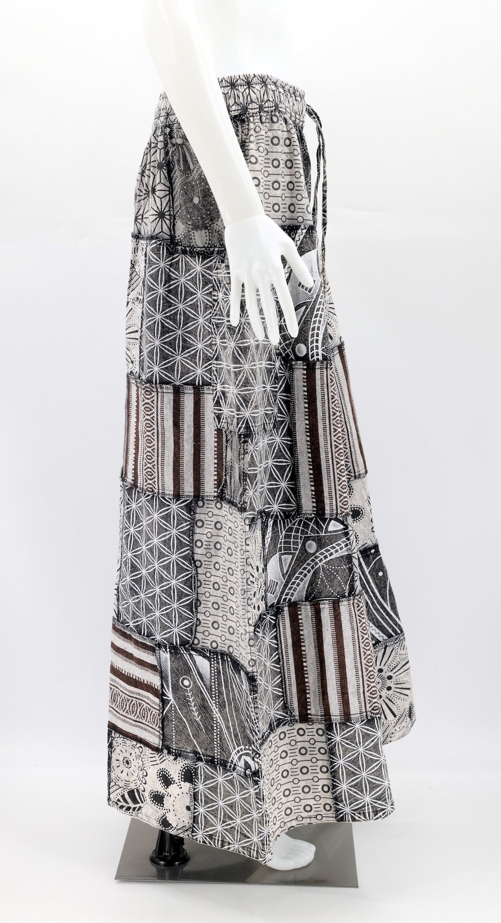 Patchwork Pants - Black/White Geometric