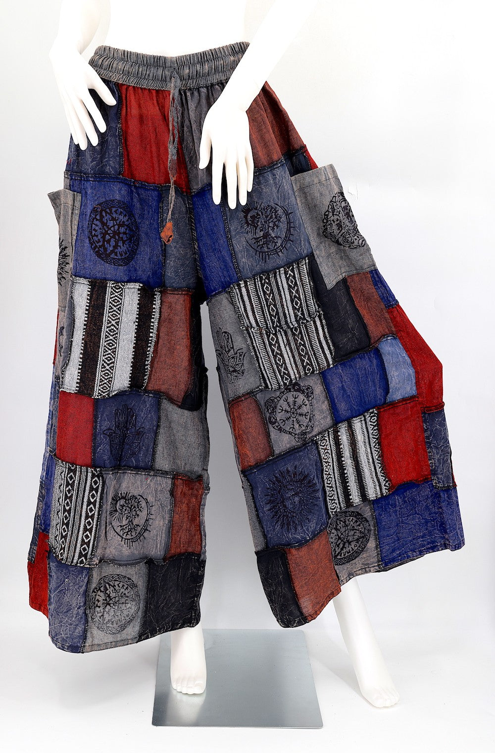 Patchwork Pants - Blue/Grey
