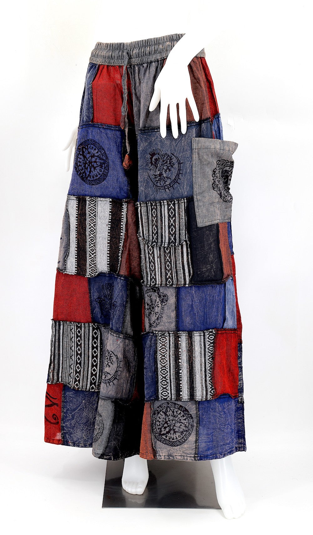 Patchwork Pants - Blue/Grey