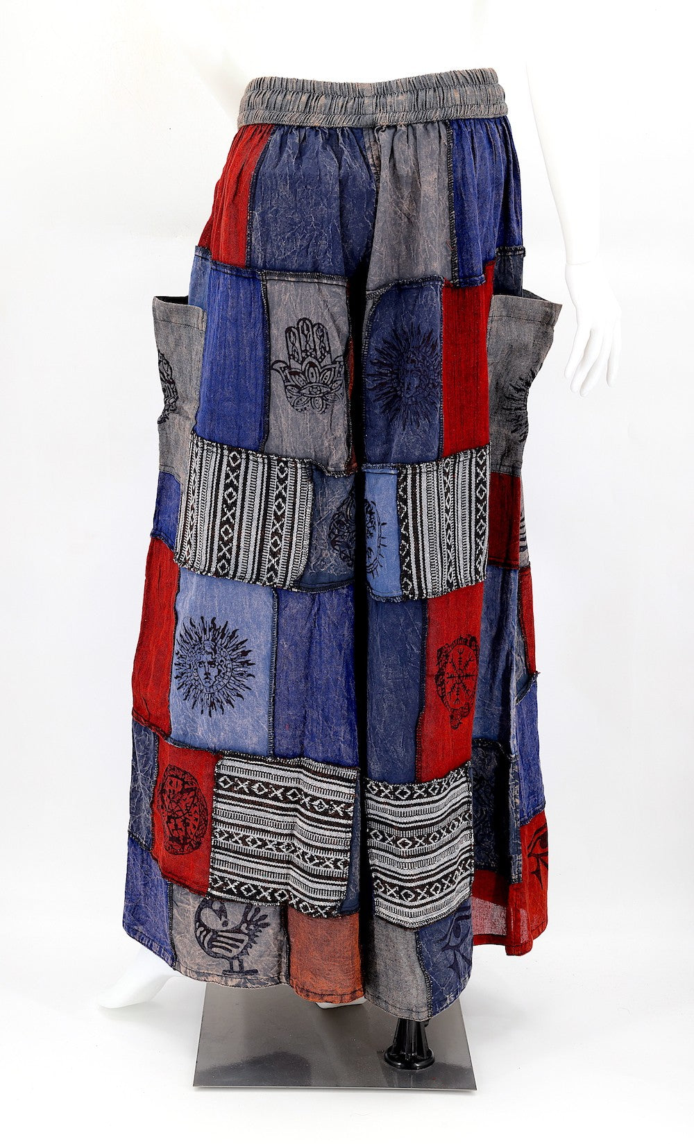 Patchwork Pants - Blue/Grey