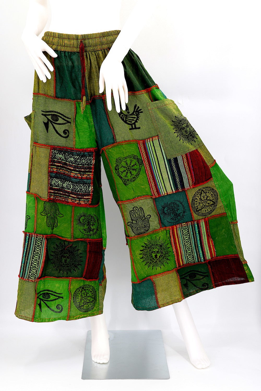 Patchwork Pants - Green