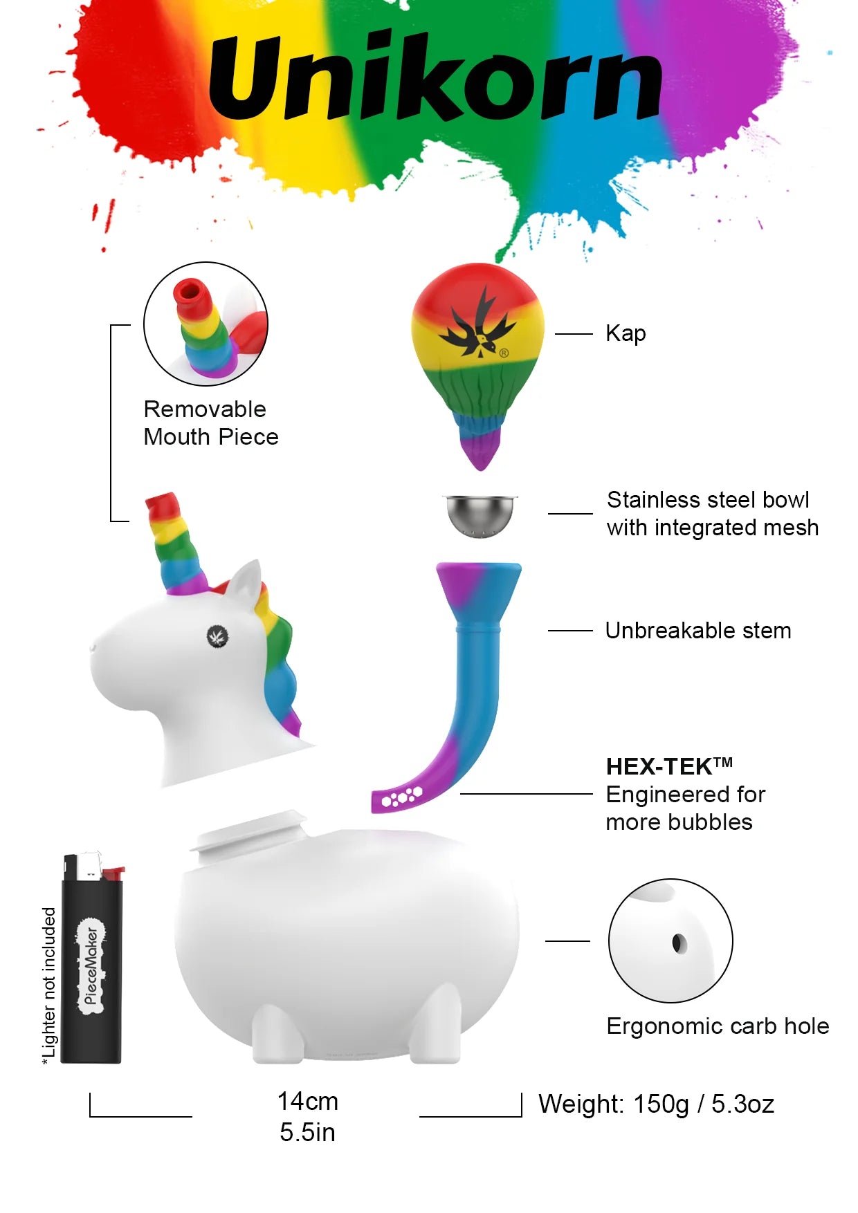 Piecemaker Unikorn Silicone Water Pipe