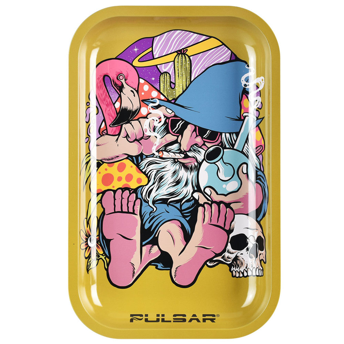 Pulsar Metal Rolling Tray - Flamingo Wizard