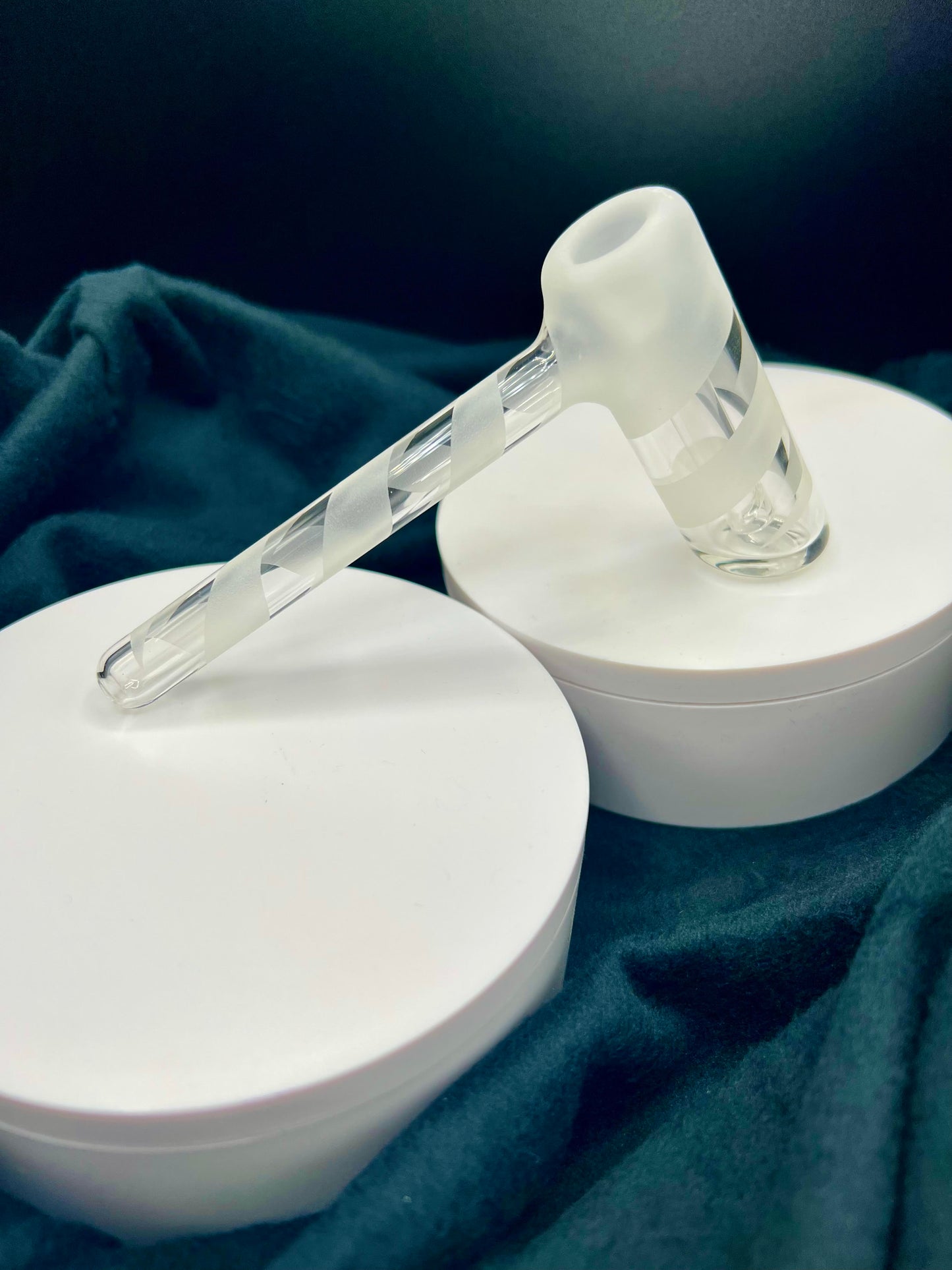 Small Sandblasted Hammer Bubbler by Jellyfish Glass