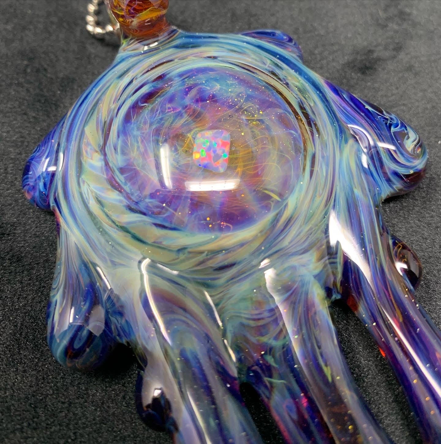 Kevin Bergesson Loki's Lipstick/Heavy Blue Stardust Opal Drip Pendant