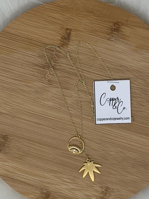 MMJ Evil Eye Lariat Necklace - Gold by Copper & Co