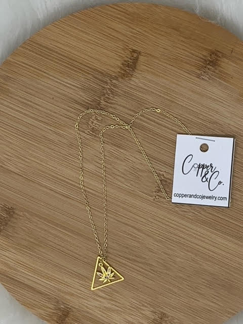 Multicolor Fan Leaf Triangle Necklace - Gold by Copper & Co