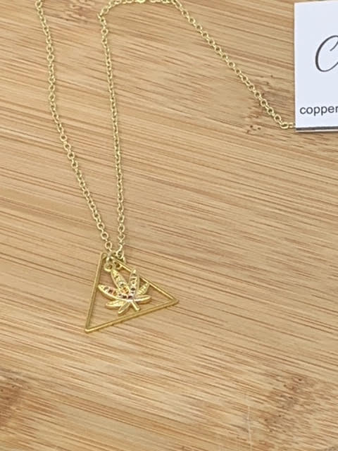 Multicolor Fan Leaf Triangle Necklace - Gold by Copper & Co