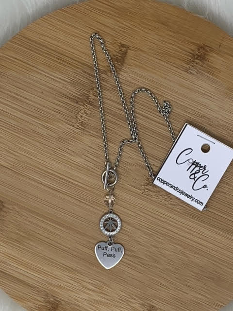 "Puff, Puff, Pass" Toggle Necklace - Stainless by Copper & Co