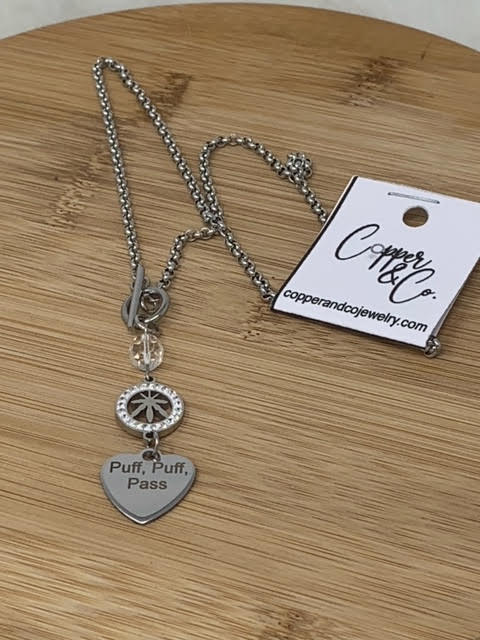 "Puff, Puff, Pass" Toggle Necklace - Stainless by Copper & Co