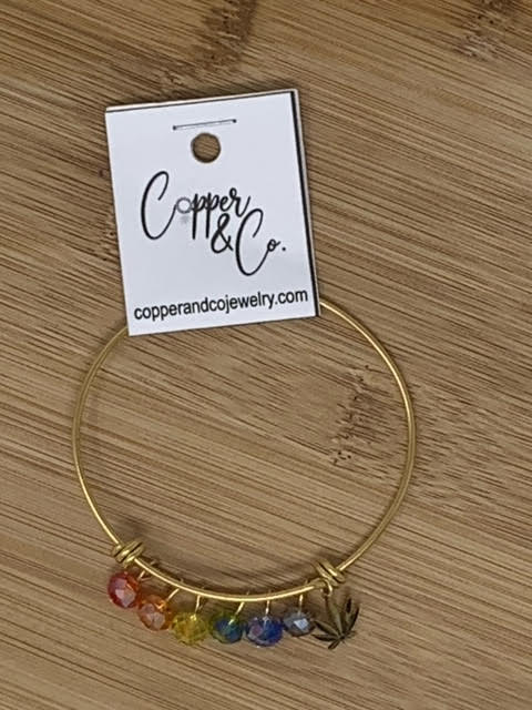 Toked Rainbow Beaded Bangle - Gold by Copper & Co