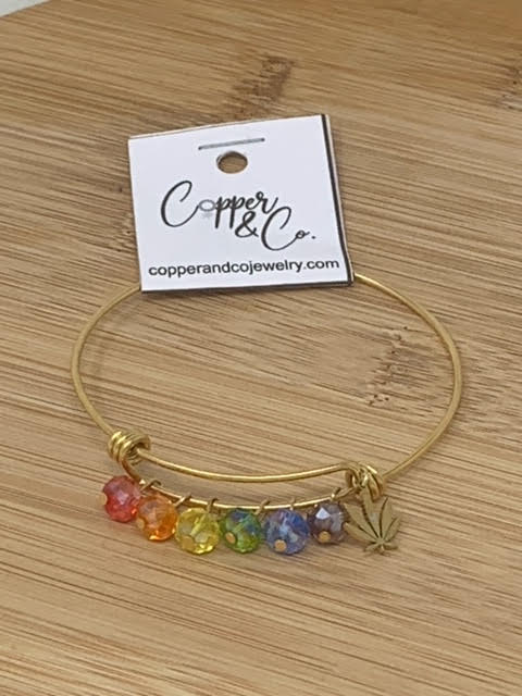 Toked Rainbow Beaded Bangle - Gold by Copper & Co