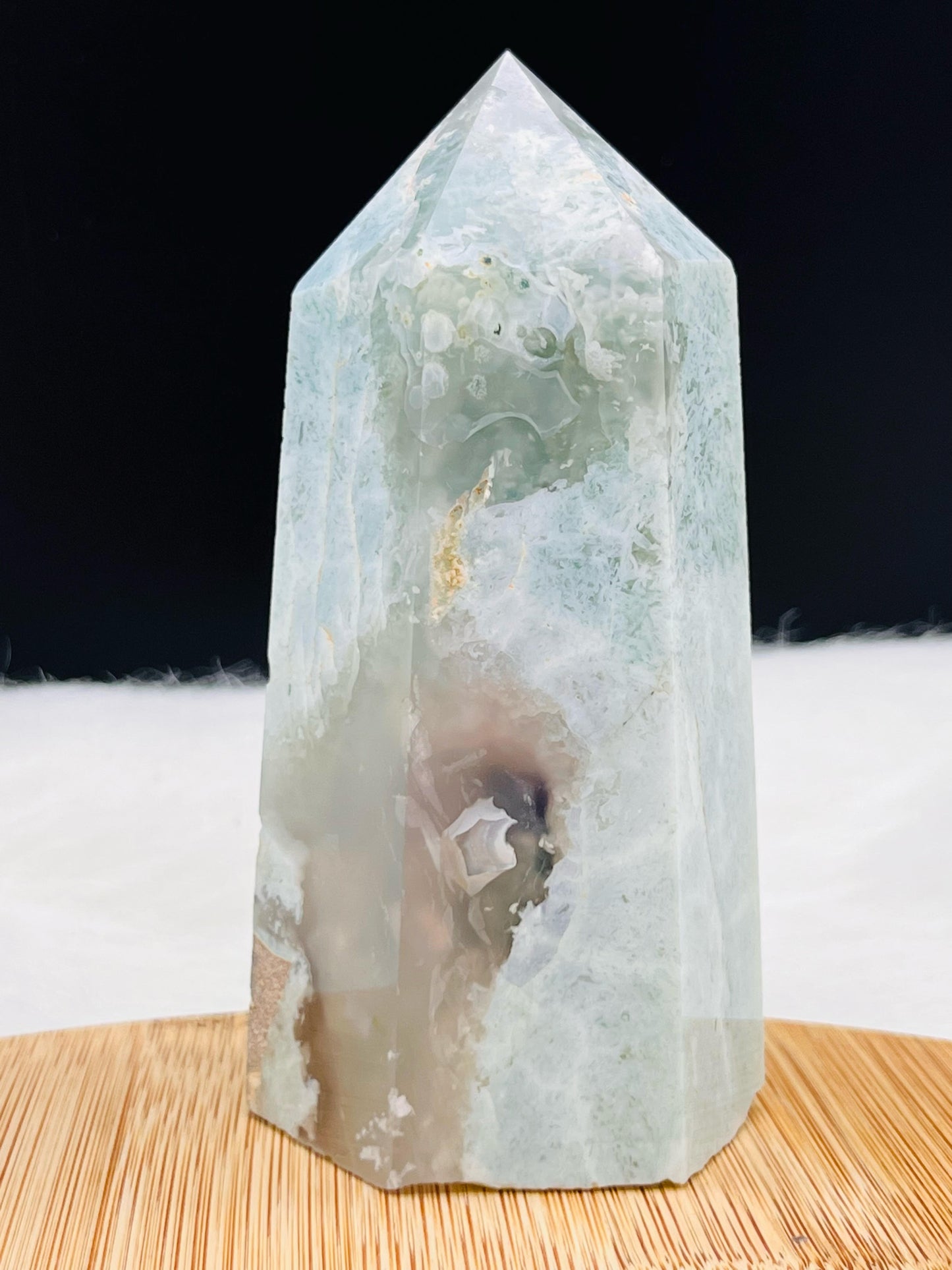 Green Flower Agate Tower
