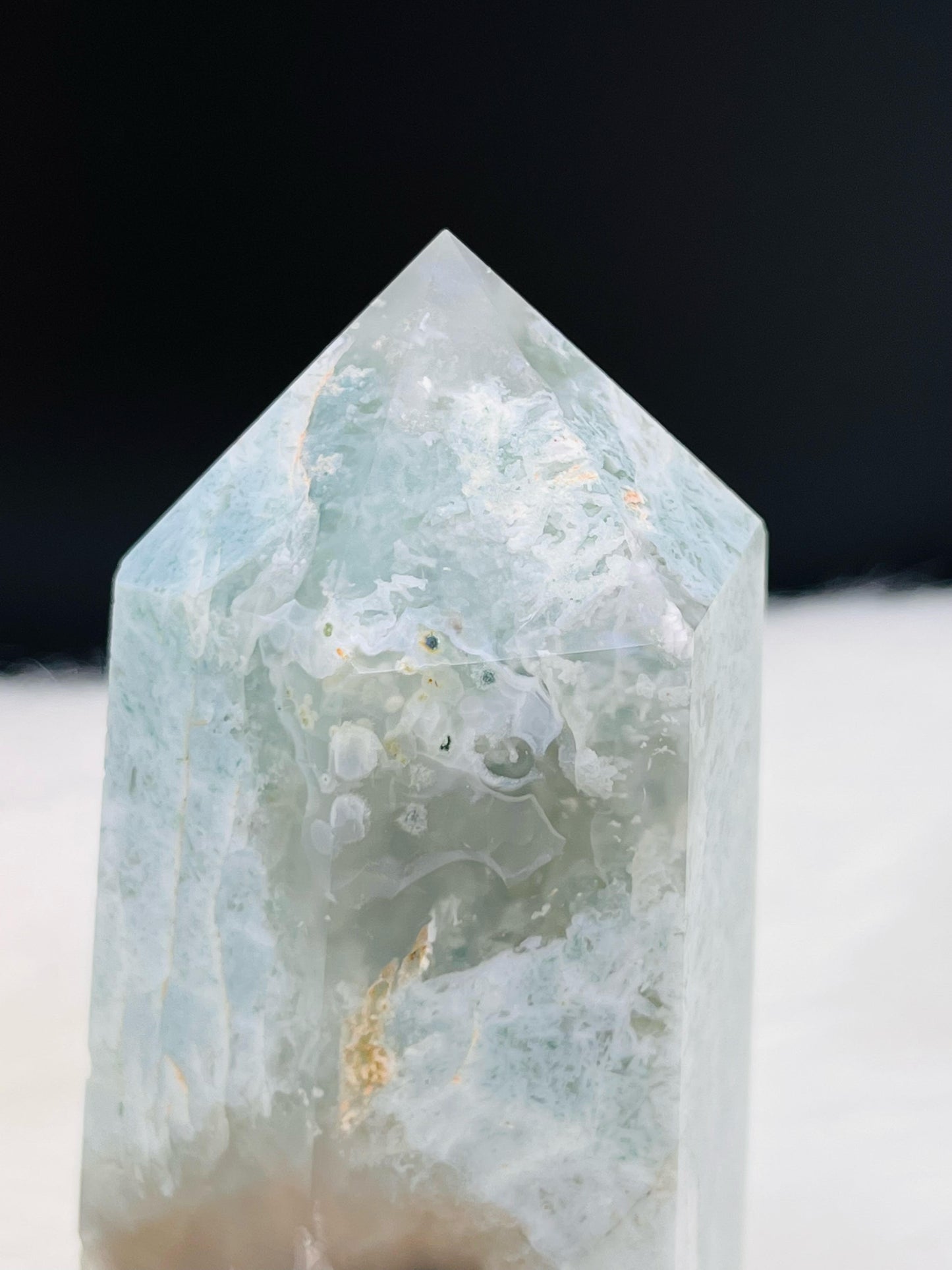 Green Flower Agate Tower