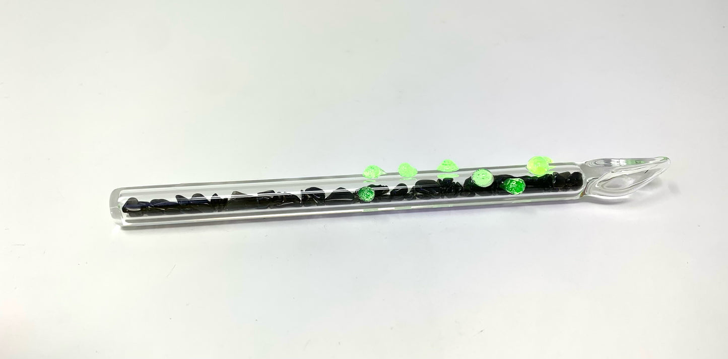 Island Glass UV Black & Green Glass Dabber