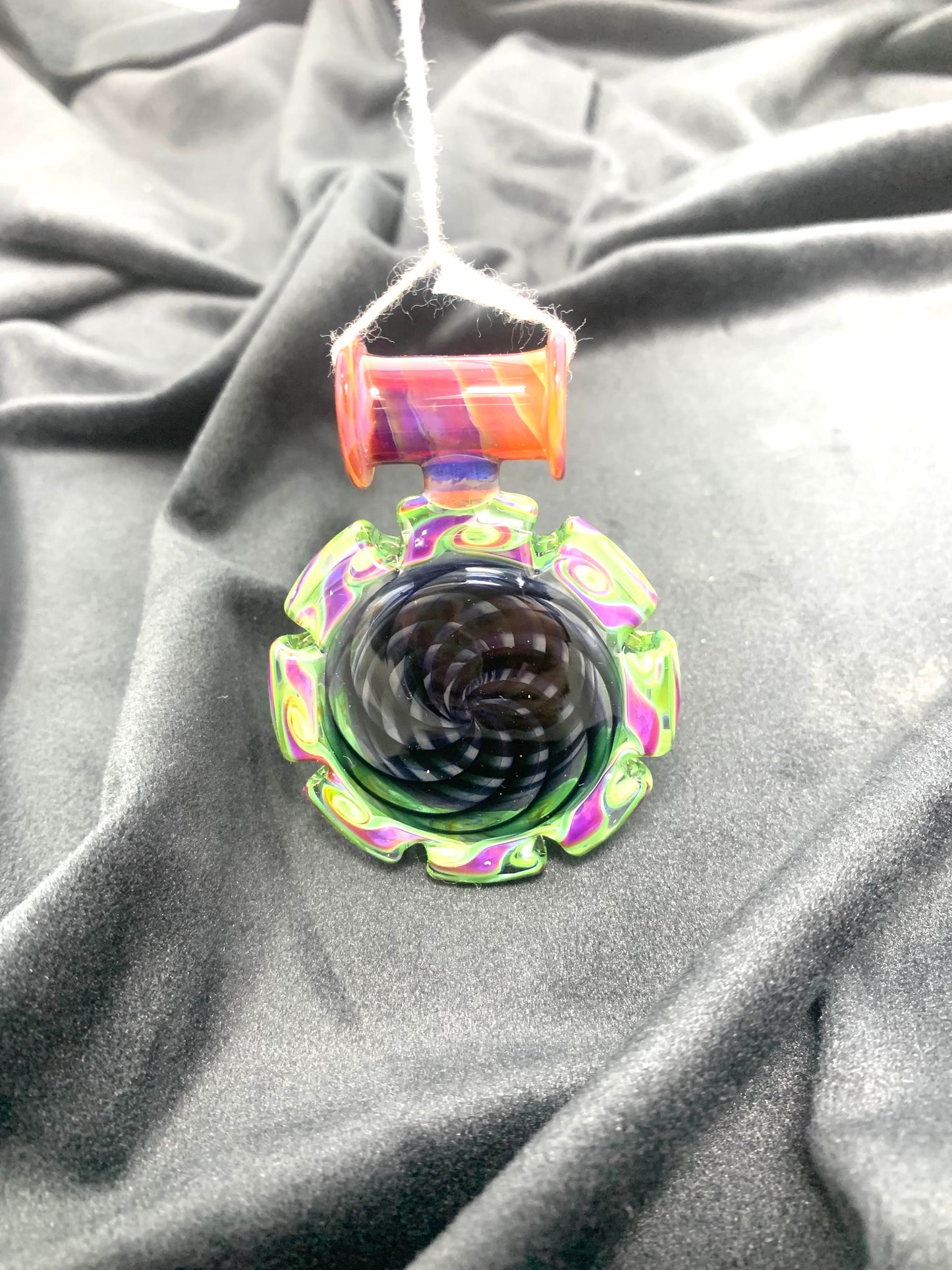 PA Jay Linework Window Pendant w/ Amber Purple & Jade