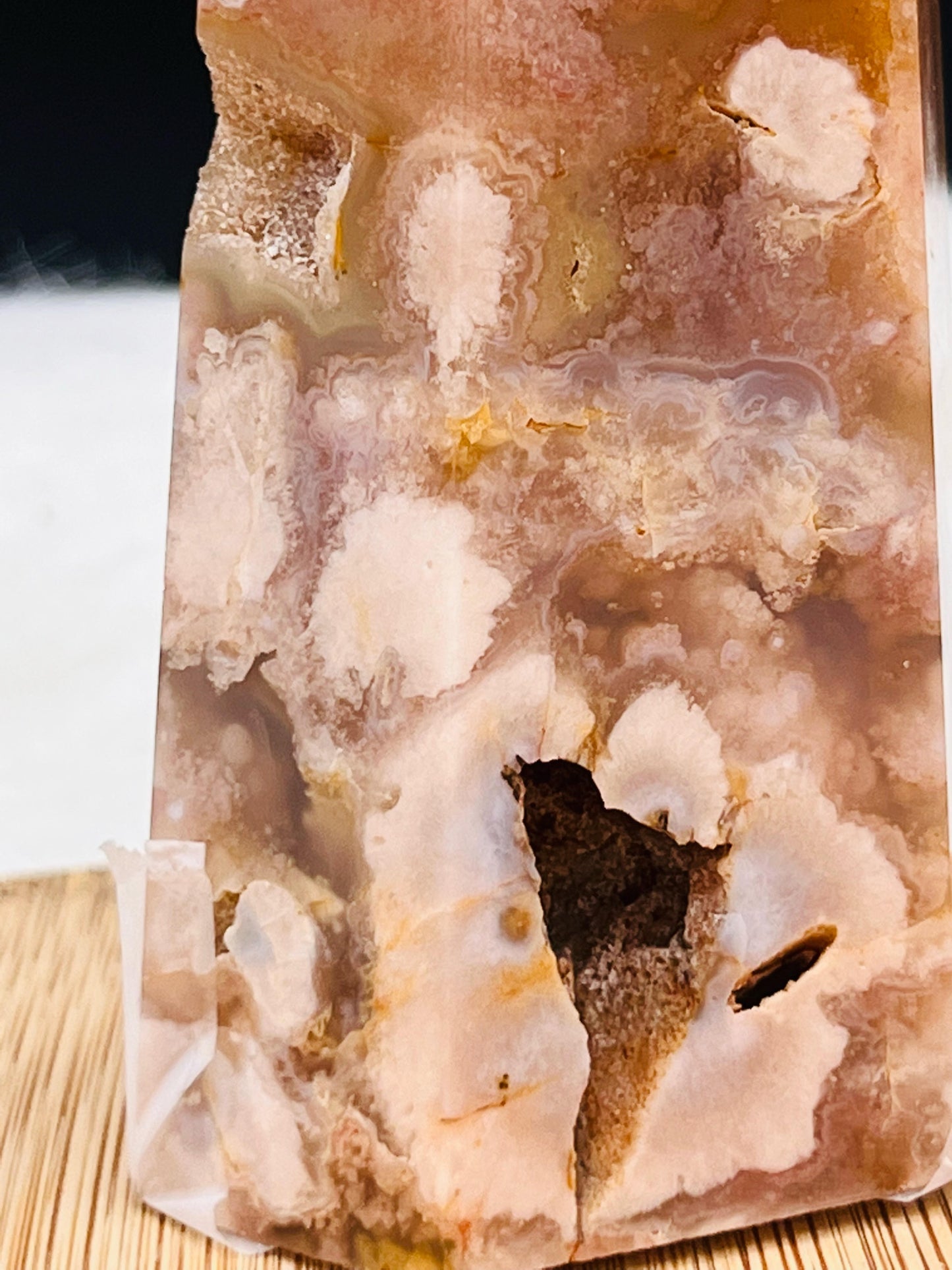 Small Pink Flower Agate Tower
