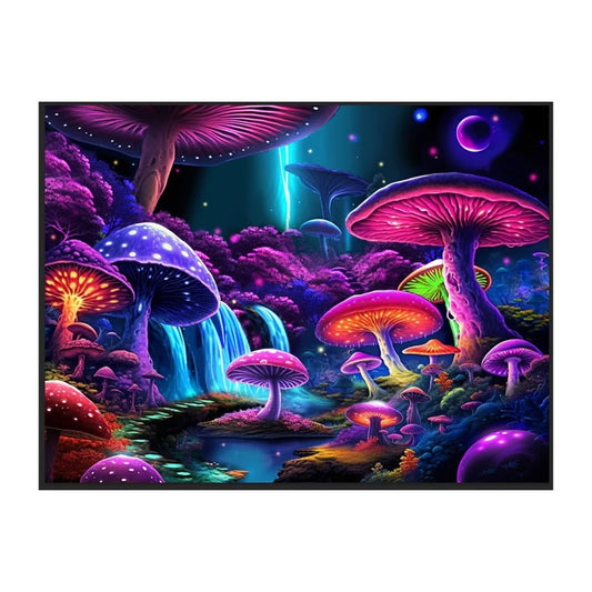 Black Light Reactive Tapestry - Mushroom World