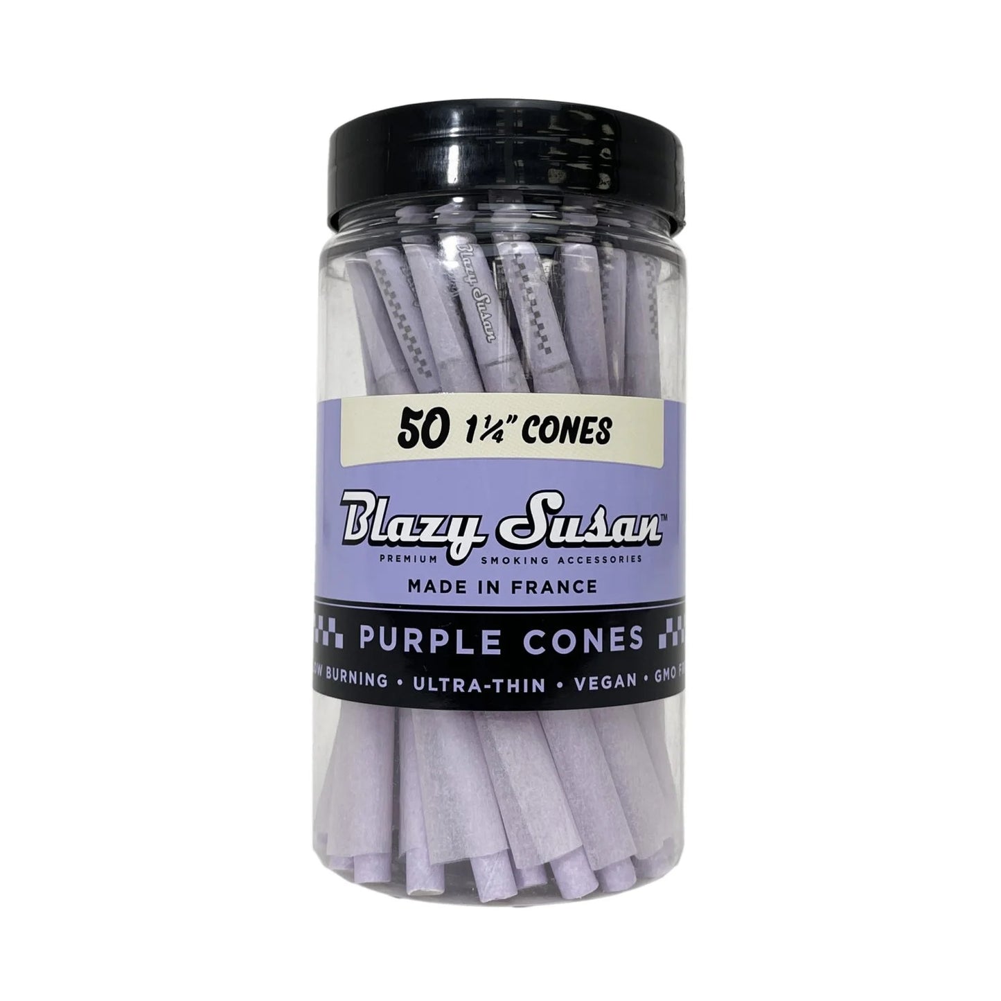 Blazy Susan Purple 1 1/4 Cones 50 Count Jar