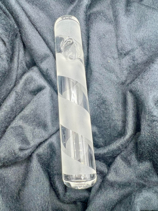 Candy Cane Frosted Steamroller by Jellyfish Glass