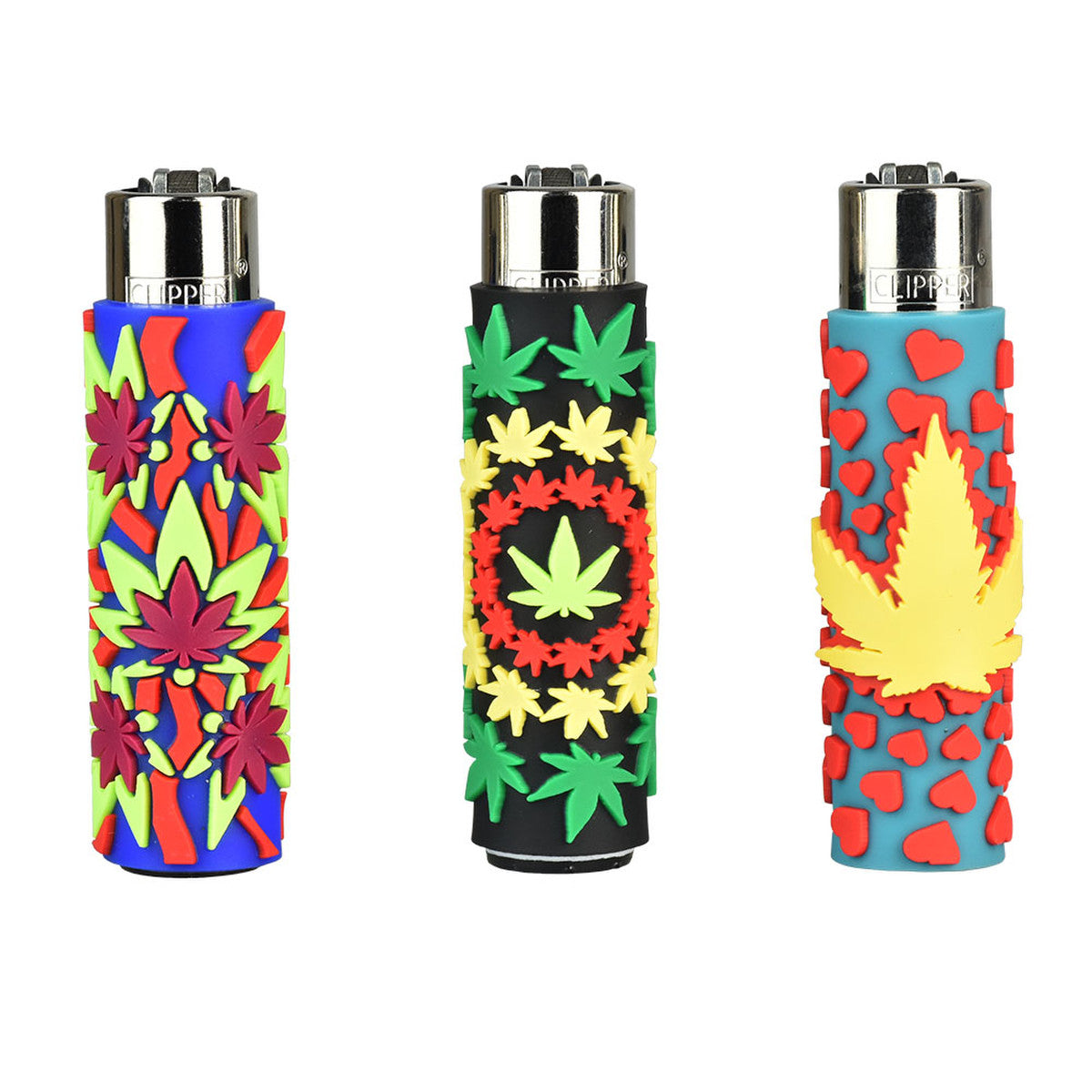 Clipper Refillable Lighter - Textured Hemp Leaves