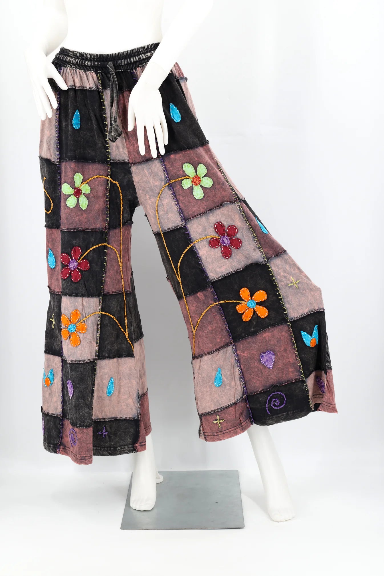 Floral Embroidered Bell Bottoms