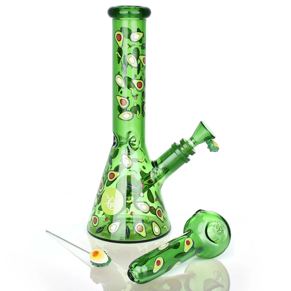 Pulsar Fruit Series Glow in the Dark Herb Water Pipe Kit - Avocado Gold