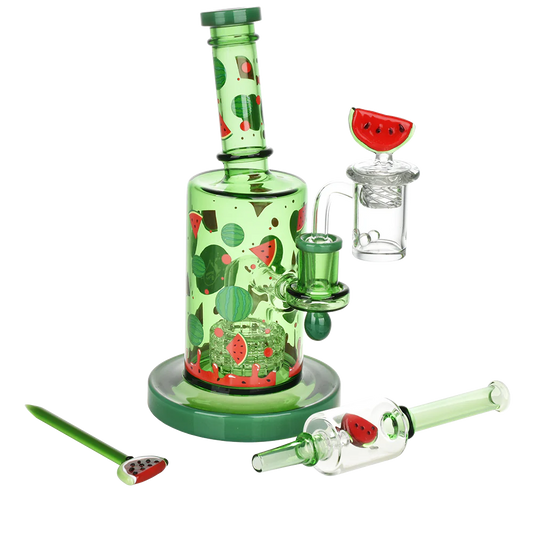 Pulsar Fruit Series Glow in the Dark Dab Rig Kit - Watermelon Zkittles