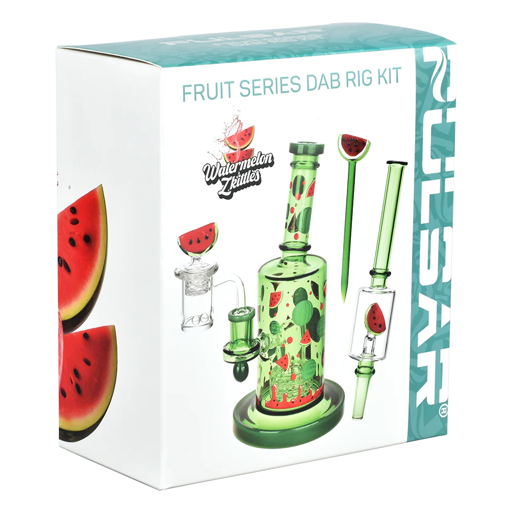 Pulsar Fruit Series Glow in the Dark Dab Rig Kit - Watermelon Zkittles