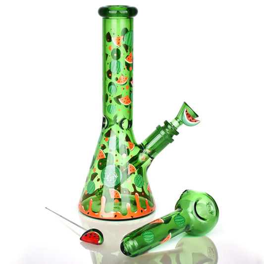 Pulsar Fruit Series Glow in the Dark Herb Water Pipe Kit - Watermelon Zkittles