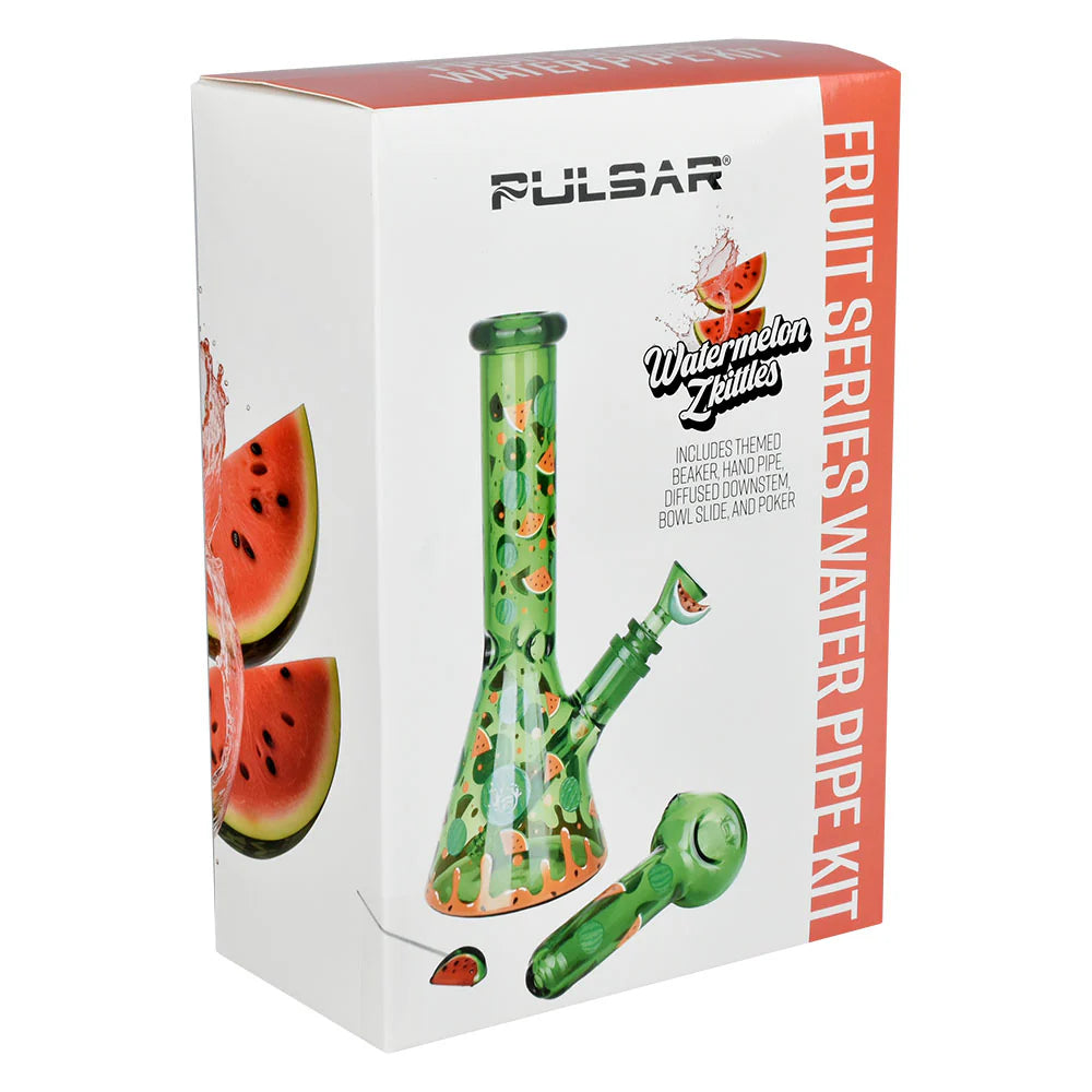 Pulsar Fruit Series Glow in the Dark Herb Water Pipe Kit - Watermelon Zkittles