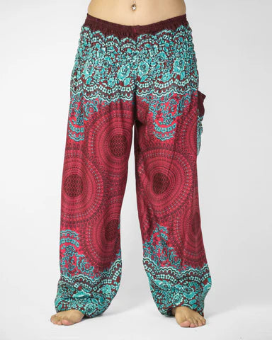 Geometric Mandalas Harem Pants - Red