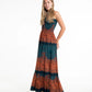 Geometric Mandalas Maxi Dress - Turquoise
