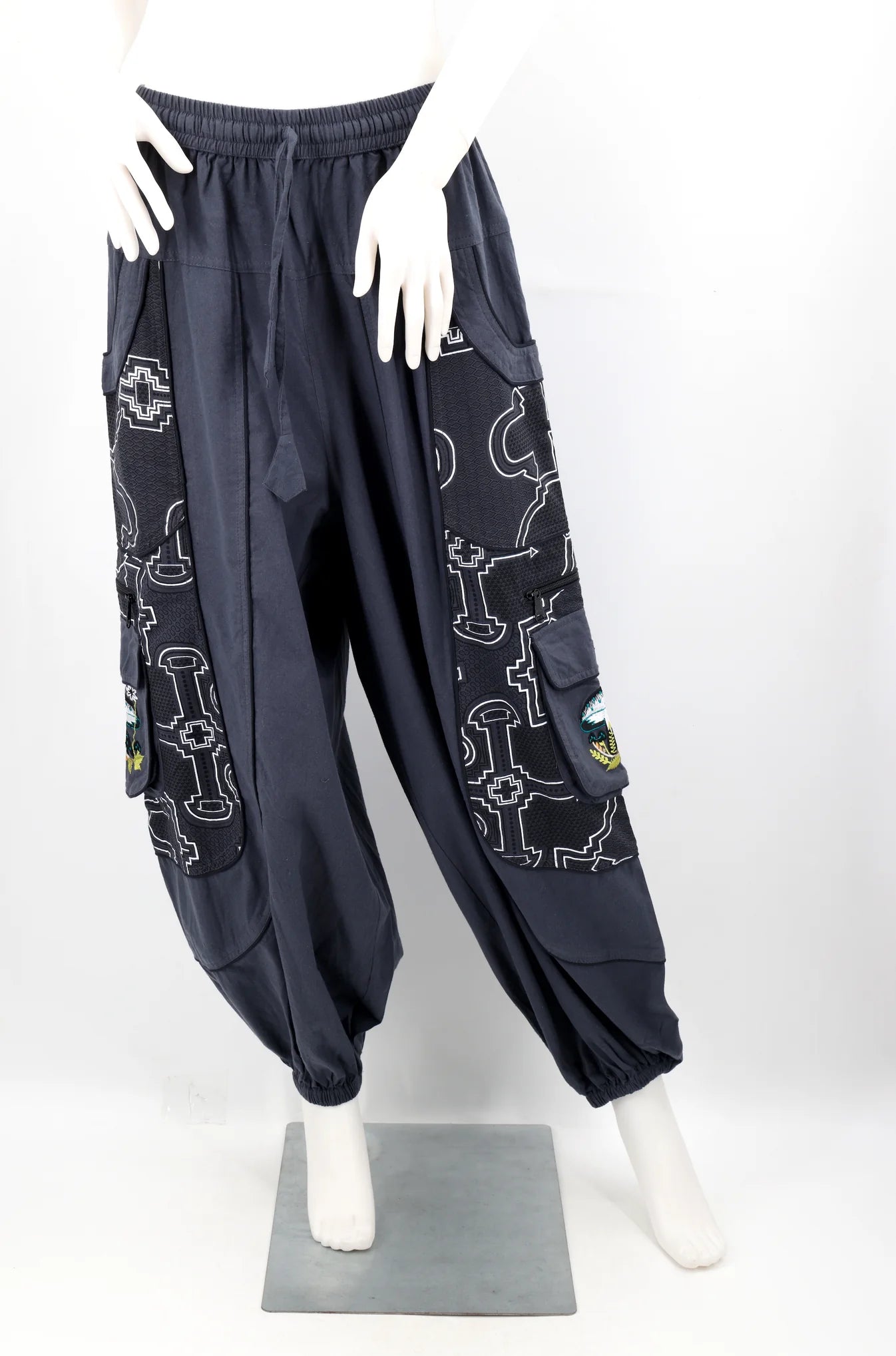 Geometric Mushroom Pants - BLK/GRY