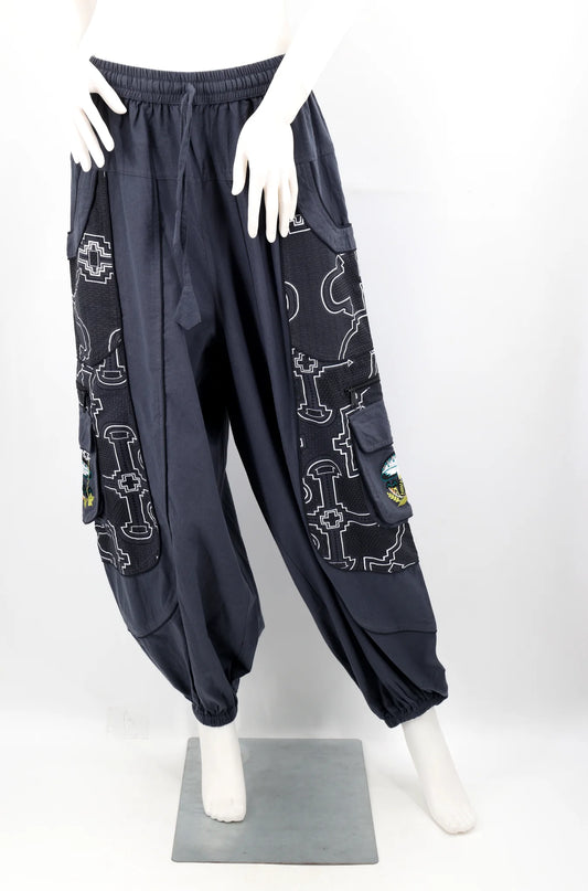 Geometric Mushroom Pants - BLK/GRY