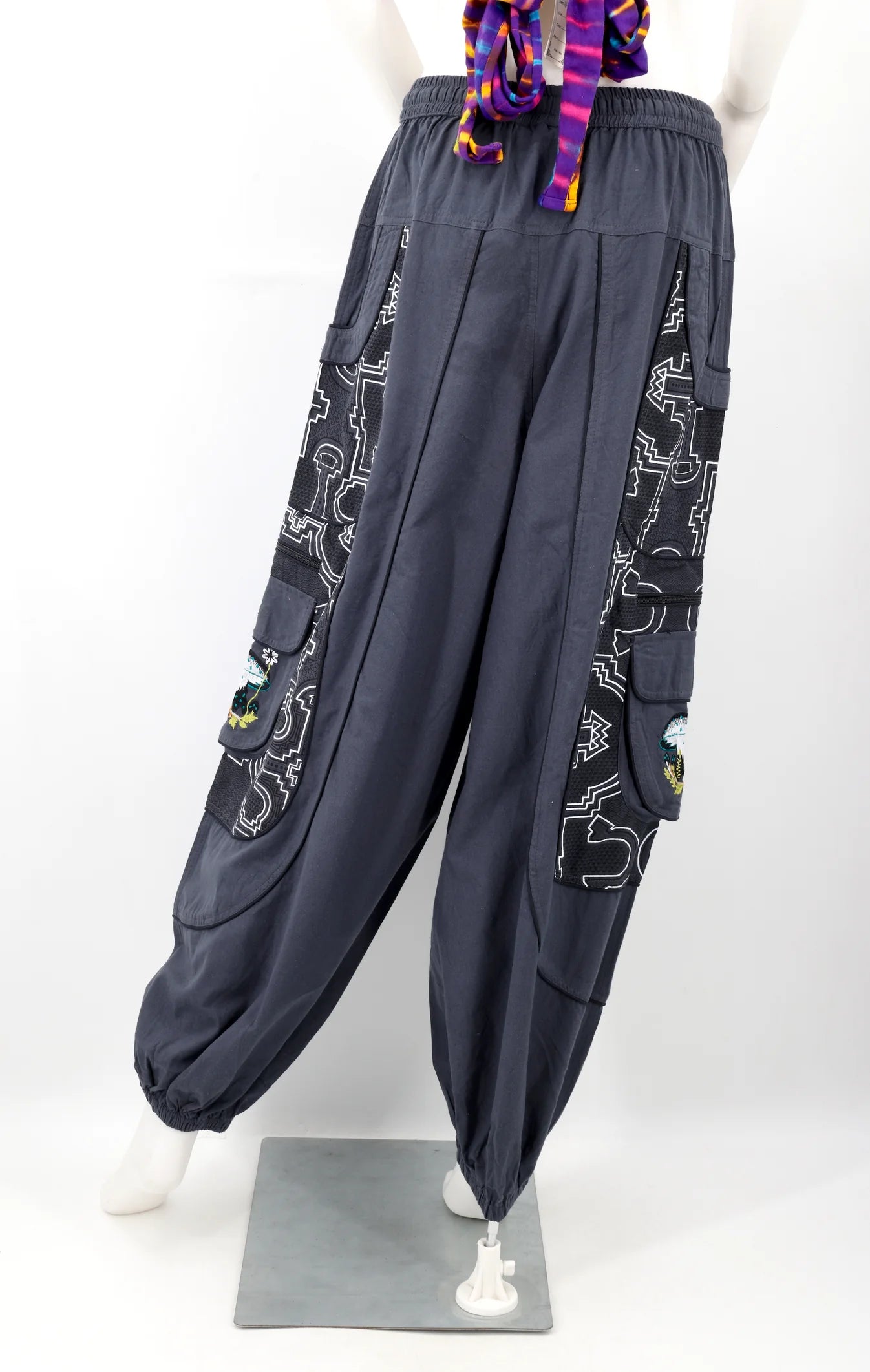 Geometric Mushroom Pants - BLK/GRY
