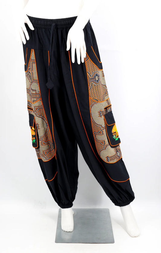 Geometric Mushroom Pants - BLK/OR