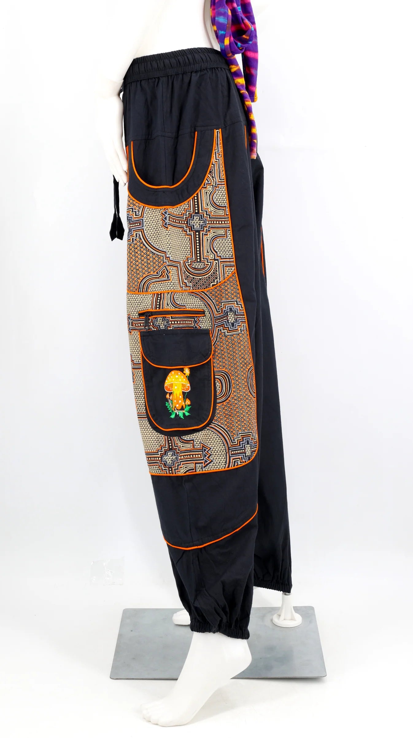 Geometric Mushroom Pants - BLK/OR