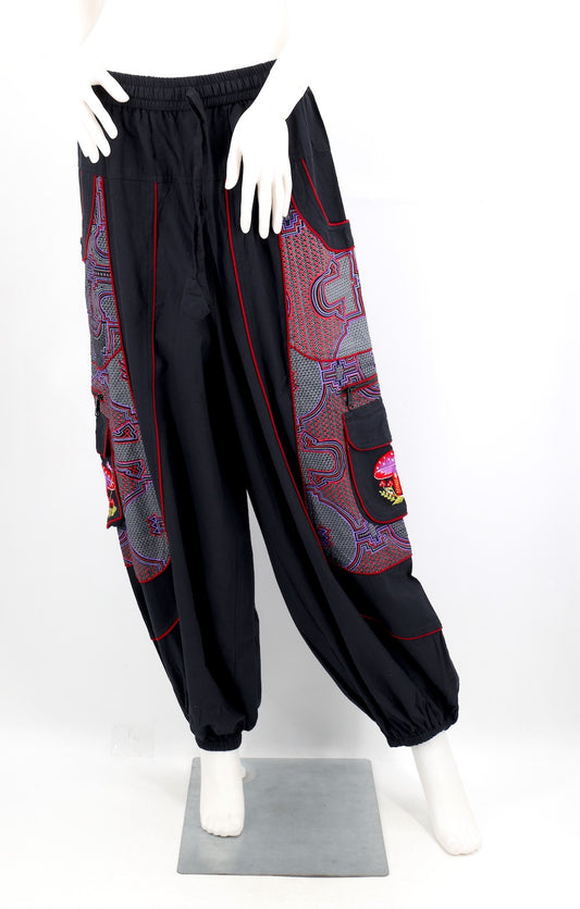 Geometric Mushroom Pants - BLK/PURP